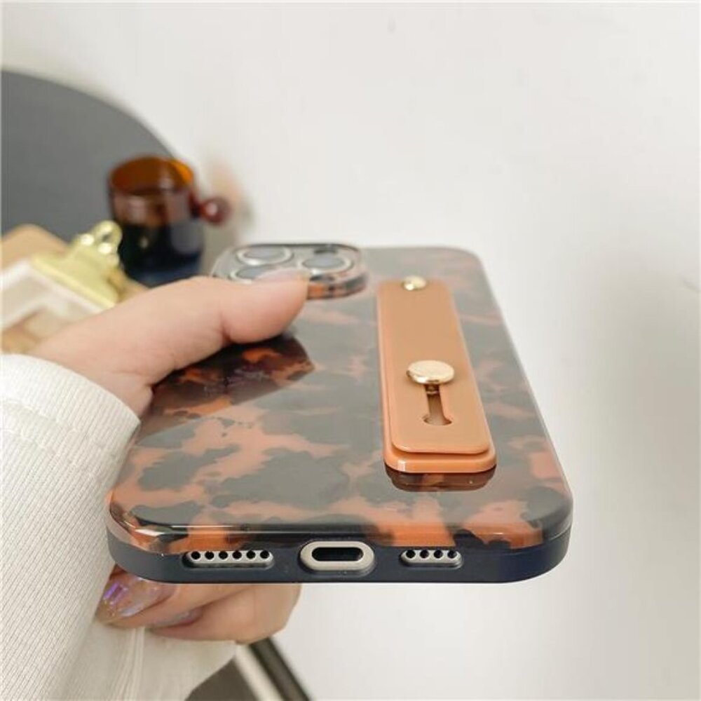 Ip 16 15 14 Pro Pro Max Chic Leopard Tortoise Shell iPhone Case Wrist Strap - Picture 5 of 6